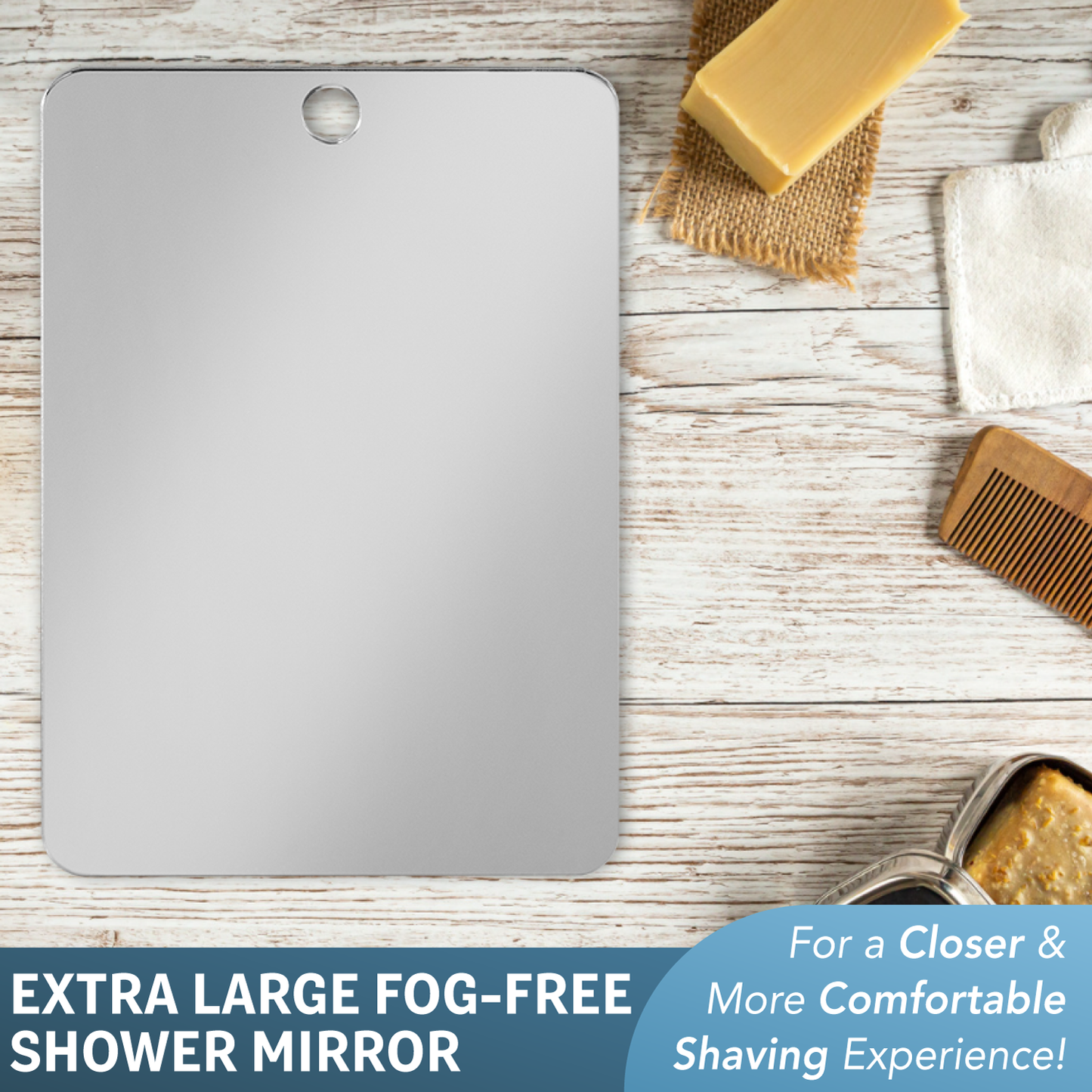 Shave Well Anti-Fog XL Shower Mirror - Fogless Bathroom Shaving Mirror