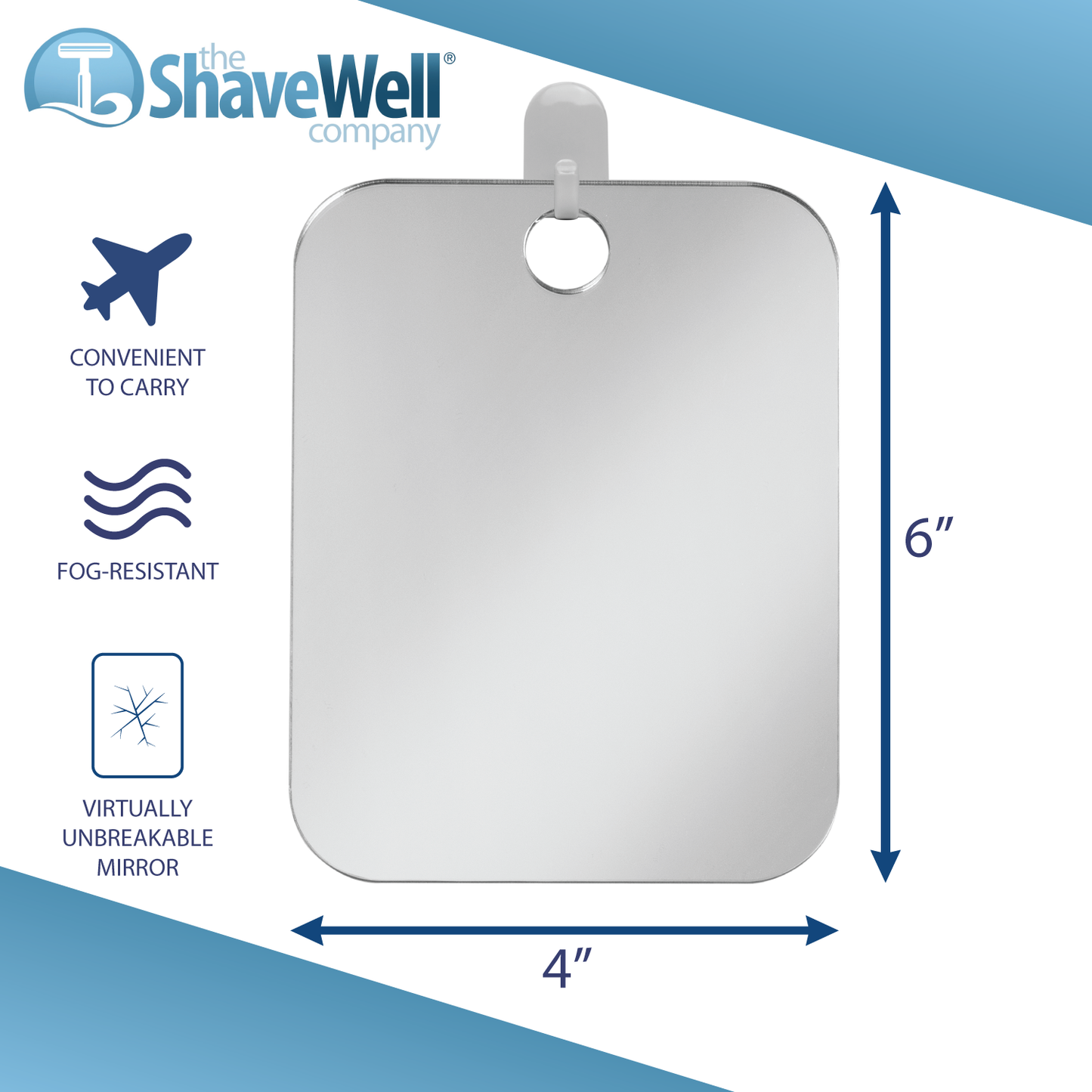 Shave Well Anti-Fog Shower Mirror - Fogless Bathroom Shaving Mirror