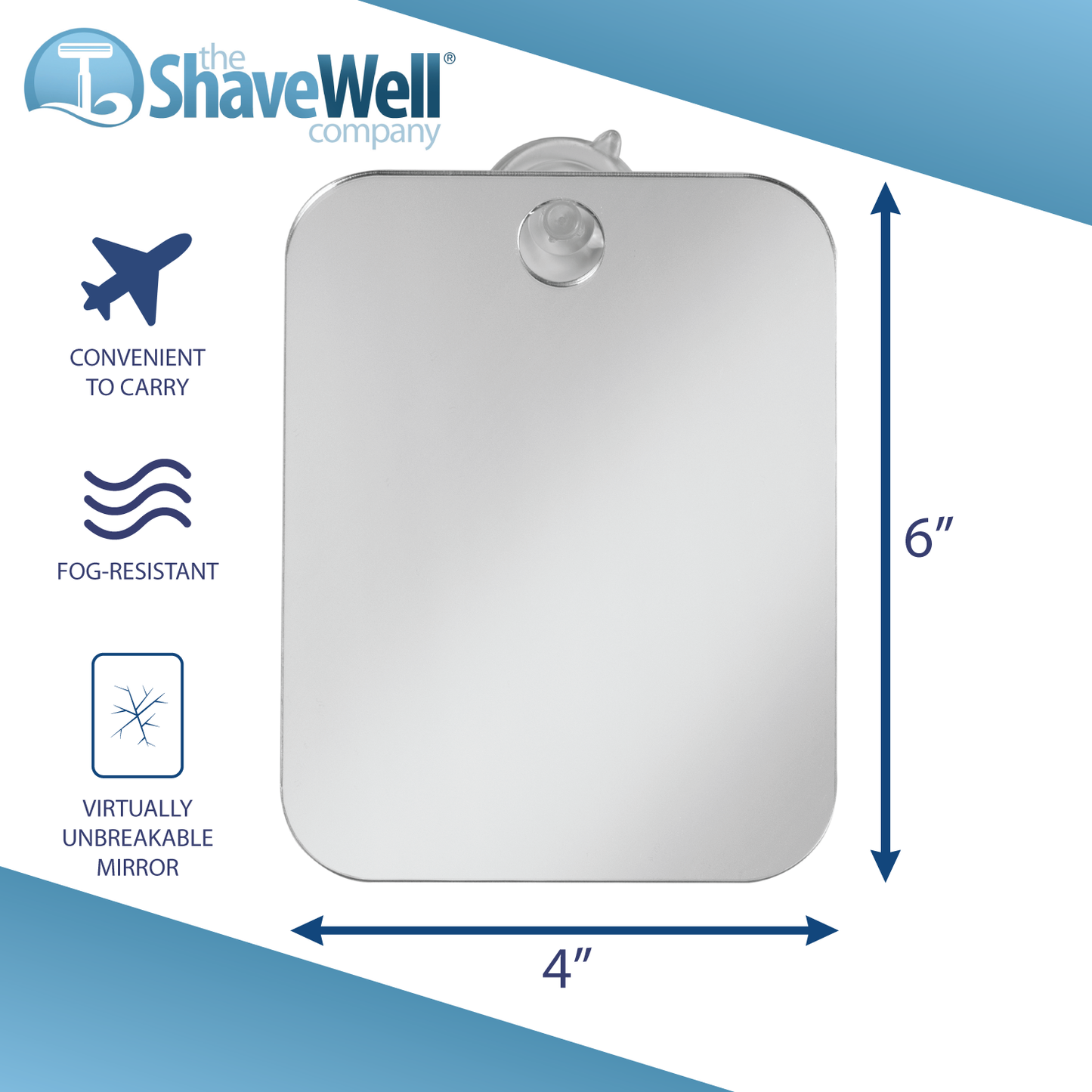 Shave Well Company Fog-Free Travel Mirror for Shaving