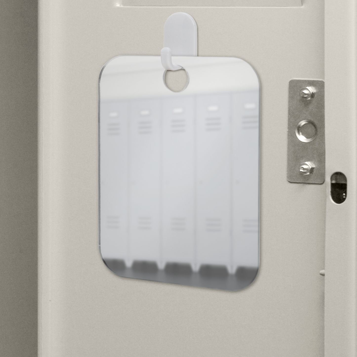 The Shave Well Company Locker Mirror for School, Office, Work with Adhesive Hanging Hook