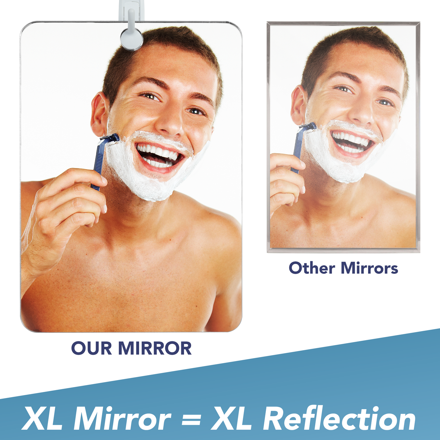 Shave Well Anti-Fog XL Shower Mirror - Fogless Bathroom Shaving Mirror