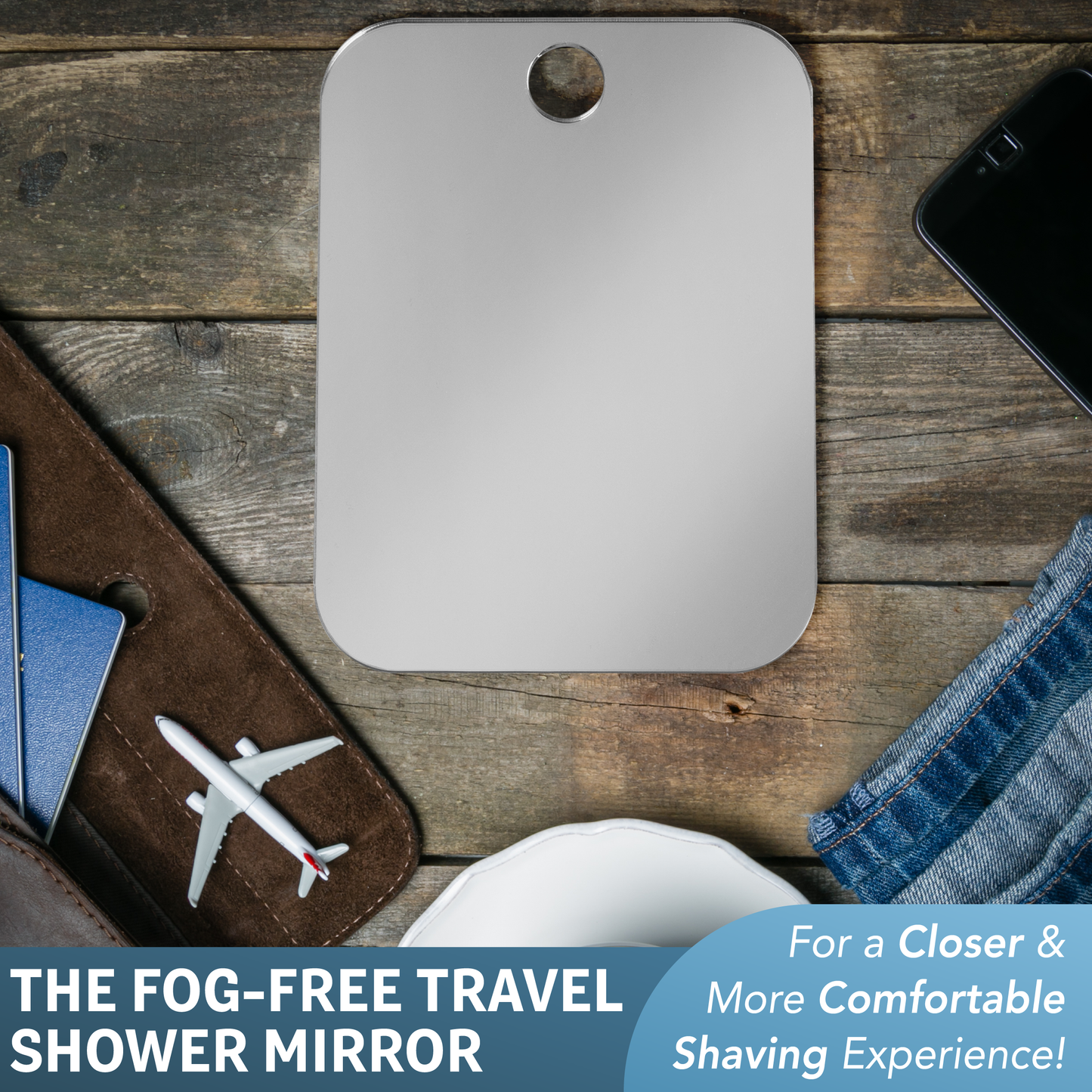 Shave Well Company Fog-Free Travel Mirror for Shaving