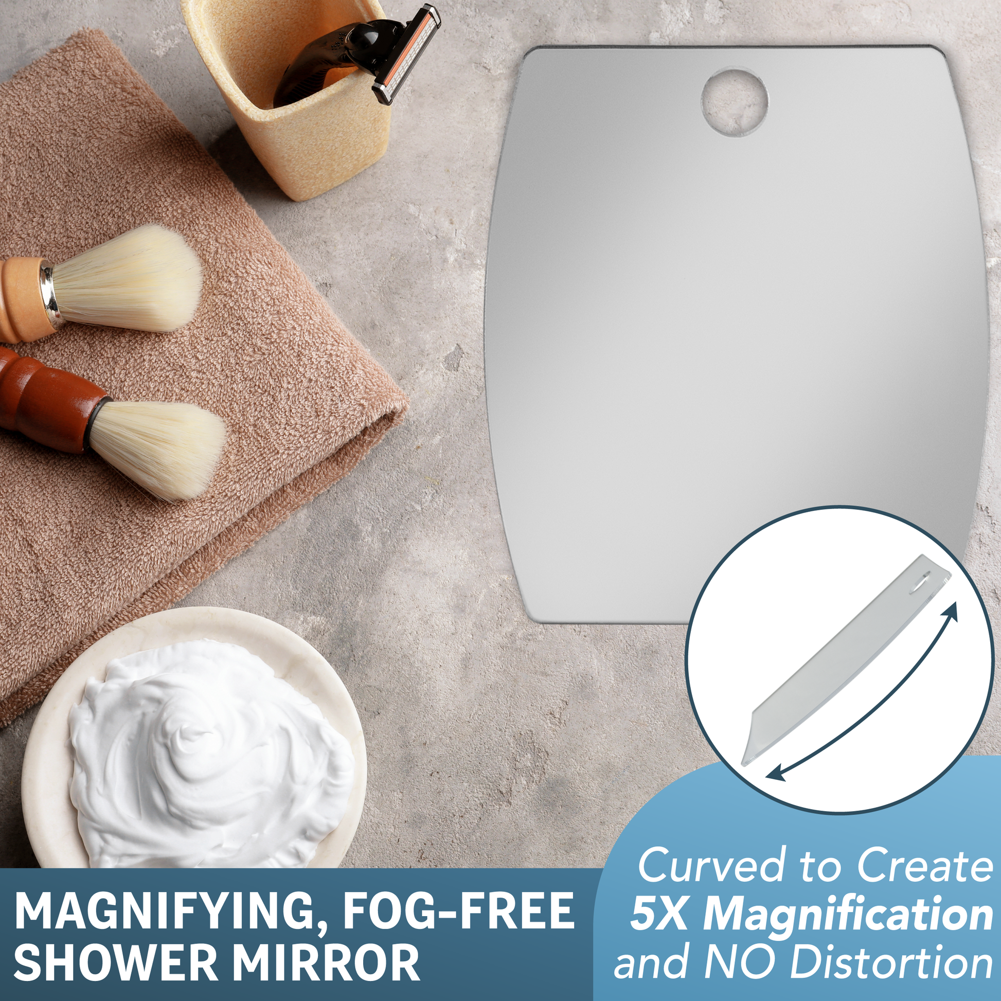 Shave Well 5X Magnified Fog Free Shower Mirror Fogless Bathroom Shaving Mirror